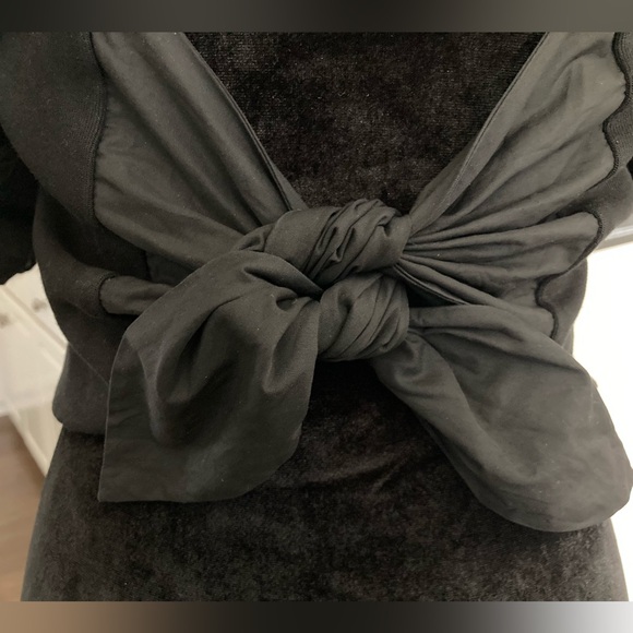 Anthropologie Black Puff Sleeve Top Wrap Top Tie Back 100% Cotton - Picture 6 of 10